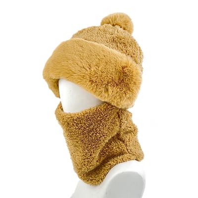 Herbst- und Winter-Plüschmaske integrierter Schal Hut verdickt winddicht warm Überzieh-Hut Damen süßer Outdoor-Reithut