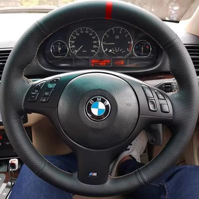 Capa de Volante de Couro Artificial Para BMW M Sport E46 330i 330Ci E39 540i 525i 530i M3 M5 Capa de Volante Wrap