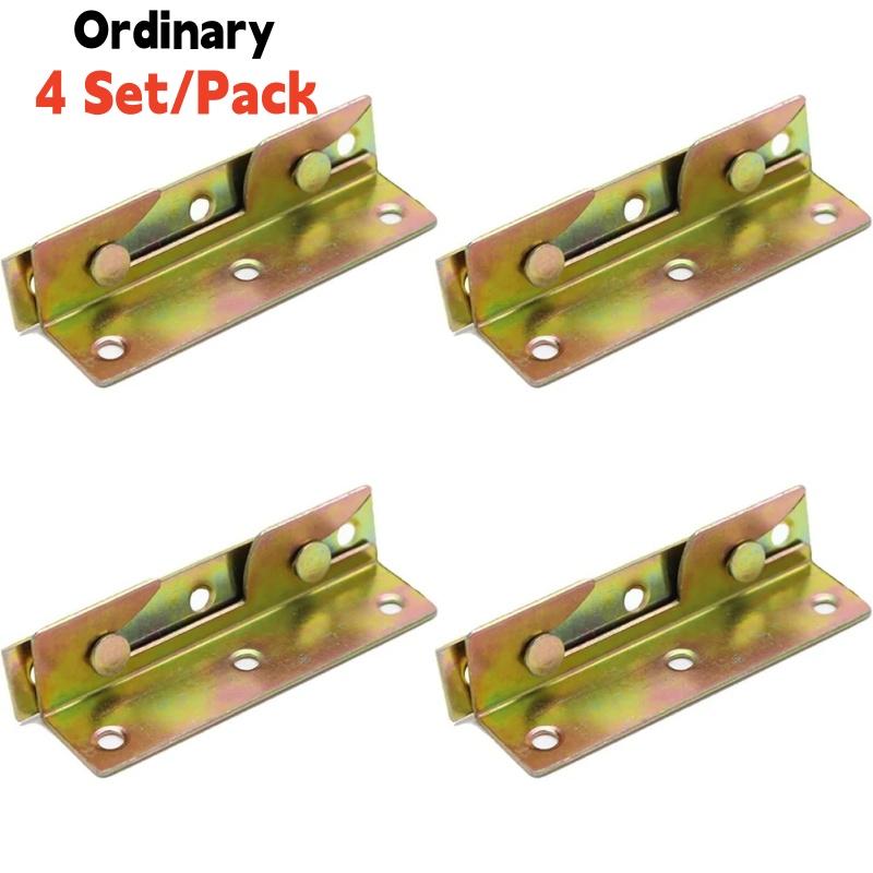 

4 Sets Heavy Duty Bed Rail Brackets Non-Mortise Bed Frame Hardware Bed Rail Fittings Wooden Furniture Hinge Fixing Connectors