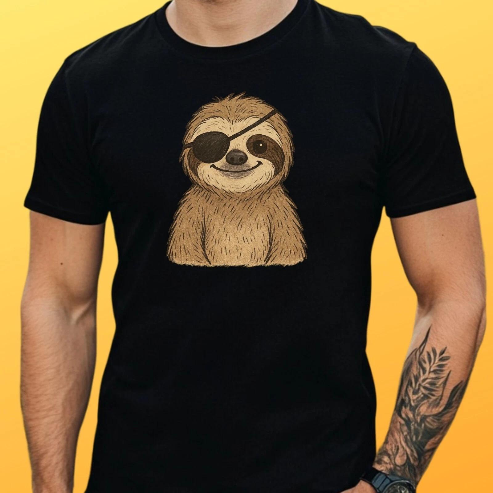 T-Shirt Herren Piraten Faultier Motiv Baumwolle Größe S bis 5XL M