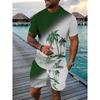 3D Digital Print Men's Fashion Short Sleeve Shorts Set Outdoor Street Men's Sports Shorts Summer Daily Casual Men's T-shirt