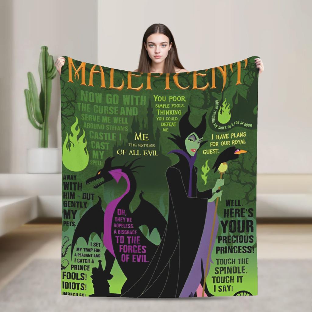 Sleeping Beauty Maleficent Villain Velvet Throw Blankets Bad Witches Blankets for Home Travel Lightweight Thin Outdoor Portable