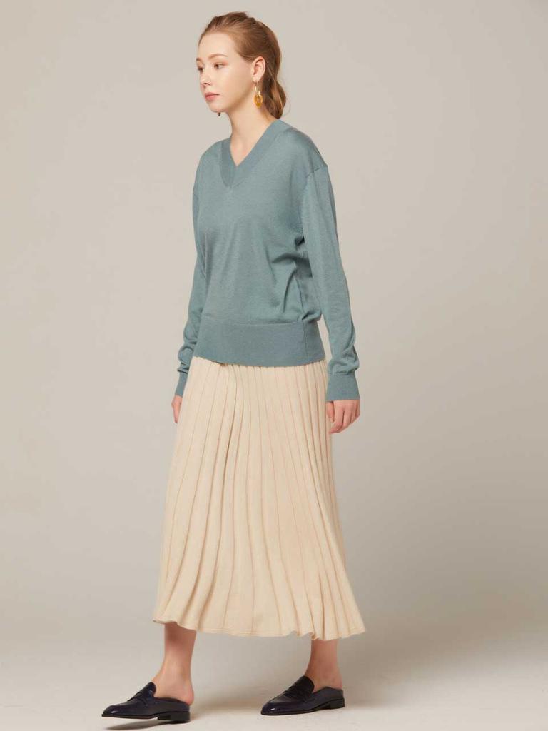 AYIHOLIC CASHMERE High Gauge V-Neck Long Sleeve Knit