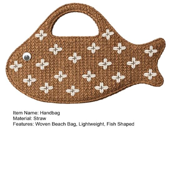 Yousheng Fun Straw Fish Handbag Woven Mini Clutch Tote Summer Beach Bag Novelty Purse for Women Vacation