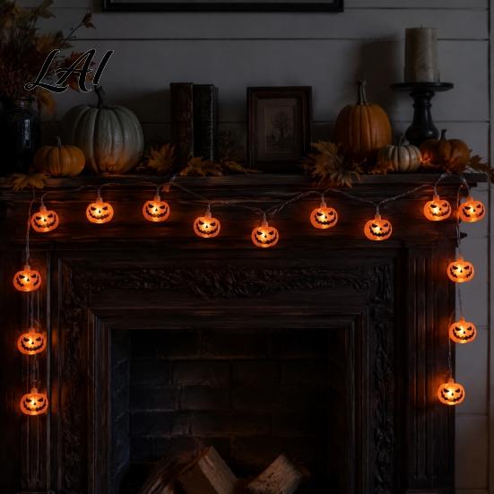 Easy Install Hanging Lights Halloween String Lights 10/20 LED Spooky Pumpkin Ghost Fairy Light Battery Operated for Indoor Outdoor Home Yard