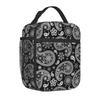 Red Paisley Mandala Lunch Box Portable Insulated Lunch Bag Reusable Cooler Bento Tote Bag for Women Men Work Picnic Hiking