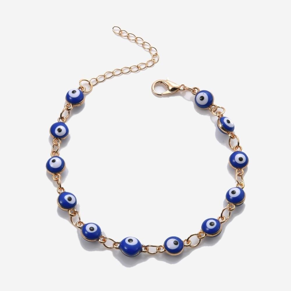 Stainless Steel Blue Eye Necklace Minimalist Clavicle Chain Fashion Colorful Anklet  Daily Wear