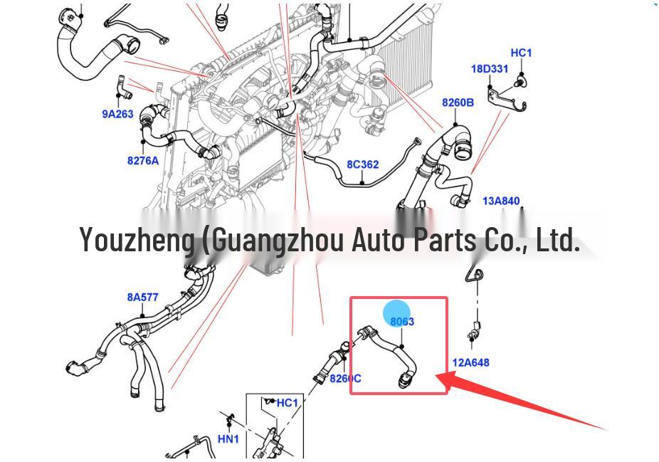 LR140816 Hose Water Compatible with Jaguar Land Rover Range Rover Velar 2017 Car Parts