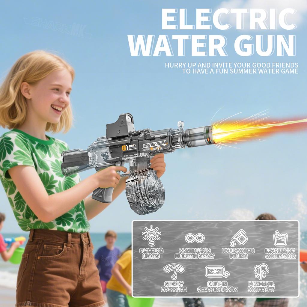 Elektrische Wasserpistolen für Erwachsene Kinder, Automatische Wasserpistole Mit Lichtern, 26 Fuß Reichweite, Sommer Outdoor Pool Strandspielzeug
