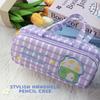 2 Zippers Pencil Case Plaid Pattern Stationery Holder Pencil Bag Stationery Bag  School Stationery