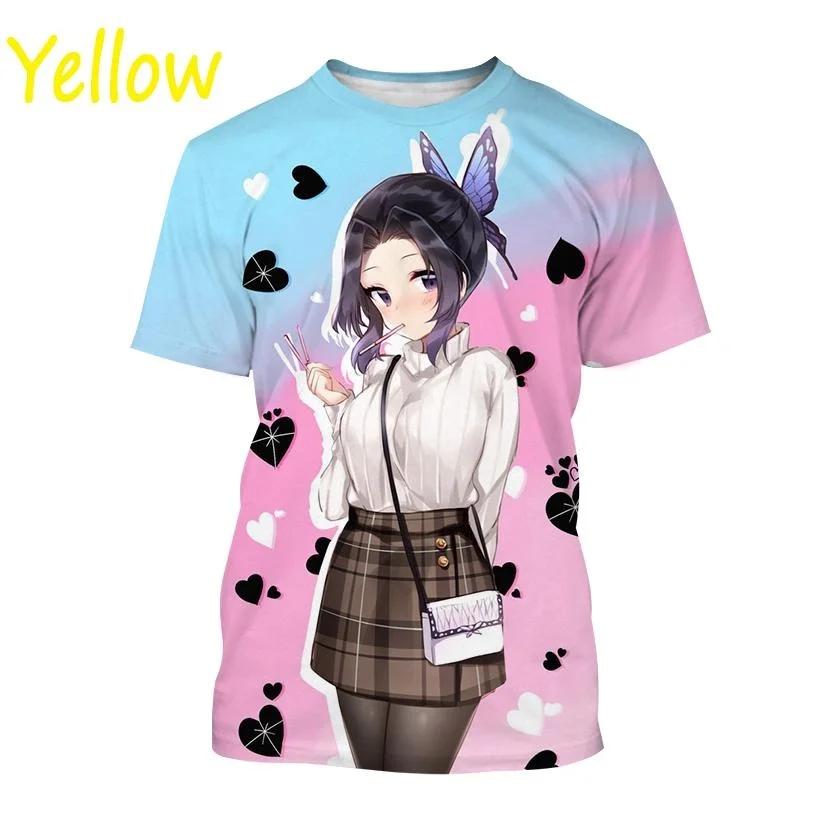 Demon Slayer Anime Character Collection 3D Printing Harajuku Style Nezuko Mitsuri Shinobu Kanao Unisex Short-sleeved Top