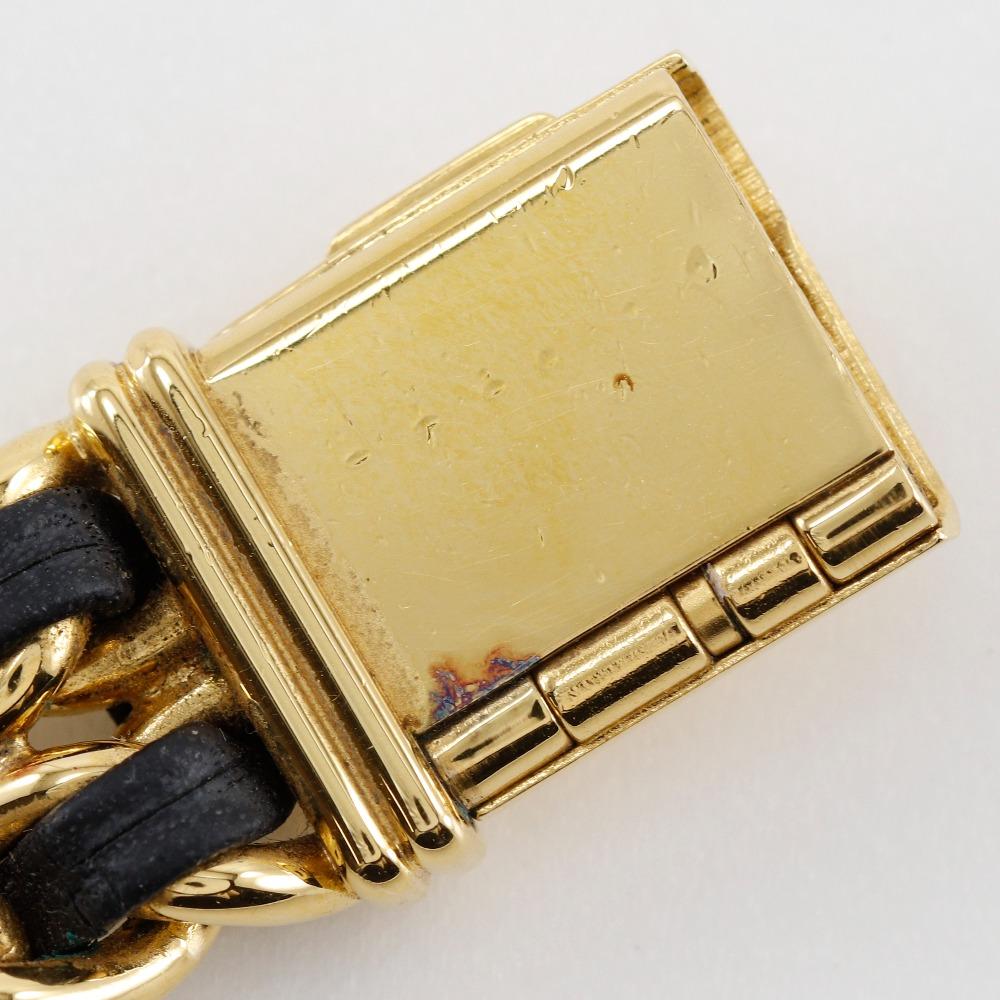Chanel Premiere M Watches H0001 blackDial Plated Gold/Embossed Leather Quartz Analog Display Women Used