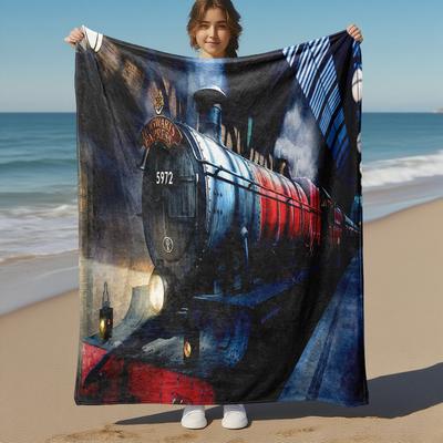1pc Hogwarts Express Train Station Outdoor Flannel Throw Blanket All-Season Soft Warmth, travel,Gift for Home Decor-1031276