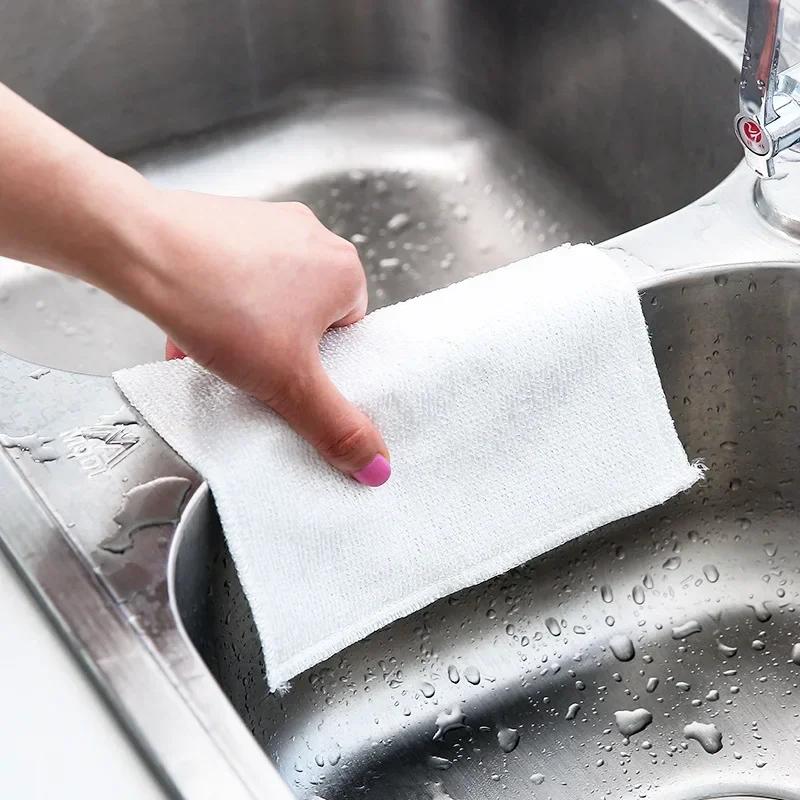 1 Pc Kitchen Tools Super Absorbent Bamboo Fiber Kitchen Dish Cloth High-efficiency Tableware Household Cleaning Towel Gadgets
