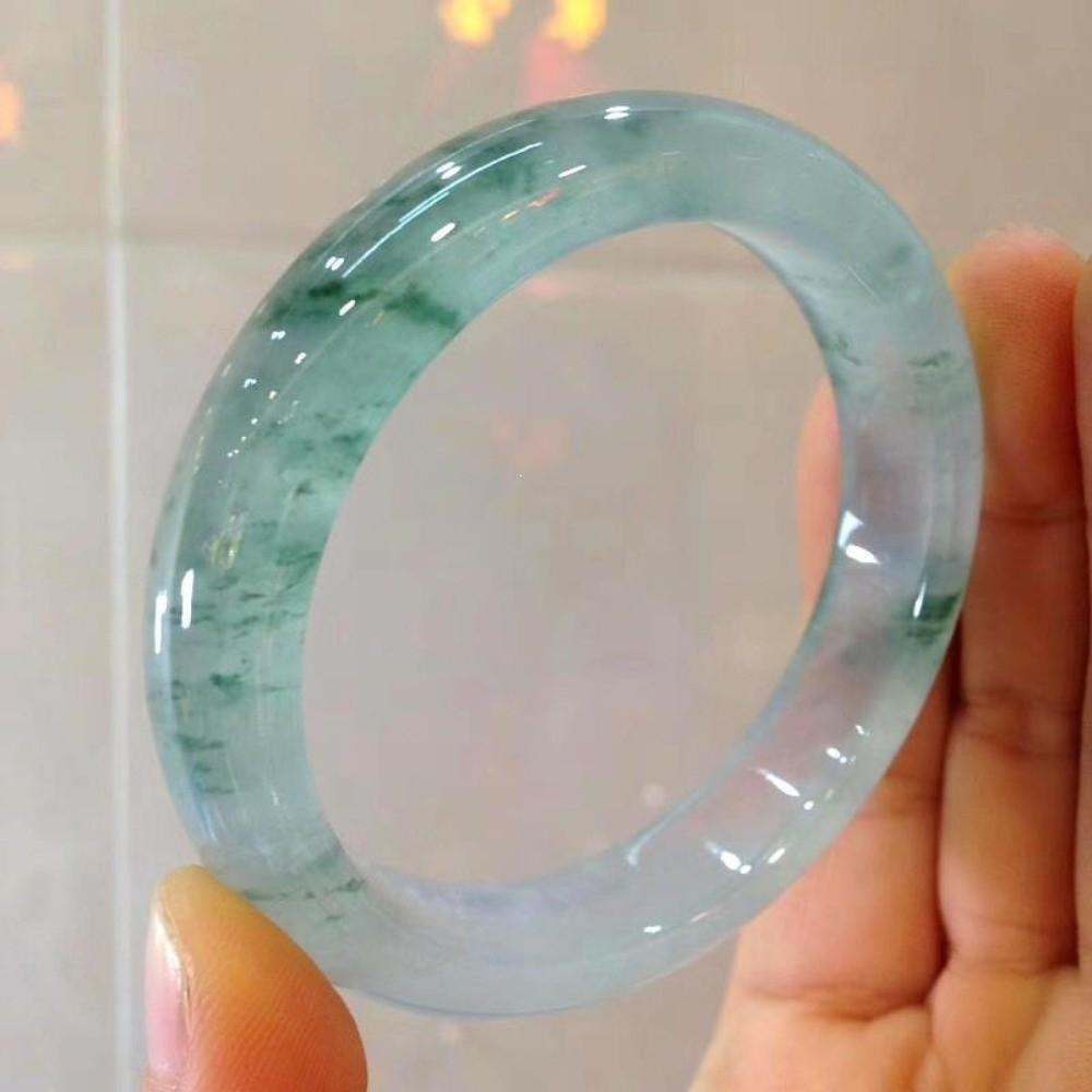 Ice-Seed Jade Bracelet Floating Flower Round Bangle Bracelet Green Jade Bangle  Girlfriends