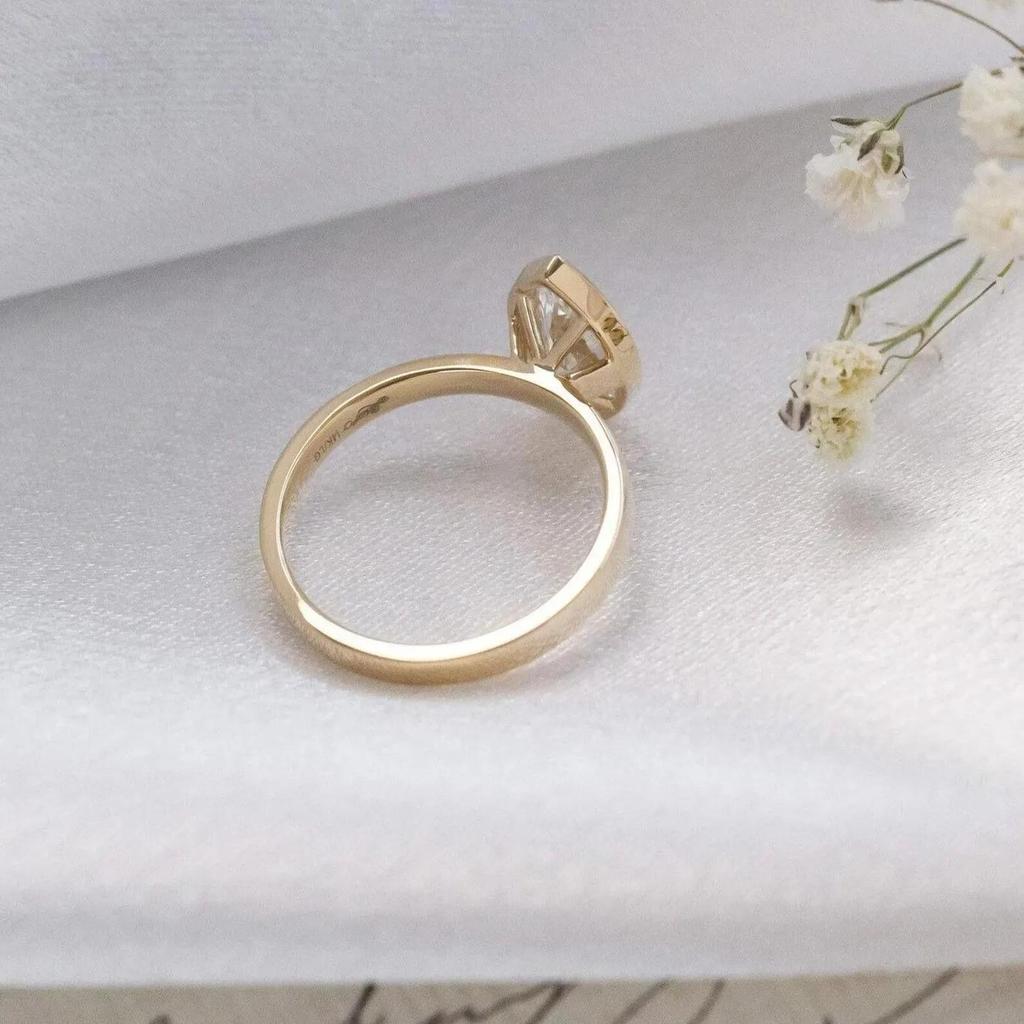 2CT Marquise Cubic Zirconia Engagement Ring: Yellow Gold Plated Victorian Wedding Ring: Solitaire Gemstone Bridal Jewelry Gift for her