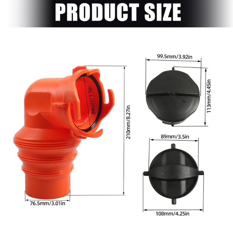 Rotatable 90 Degree Sewer Hose Adapter For Mobile Sanitation Marine Toilet Drainage Orange Plastic Fitting Leak Proof Design