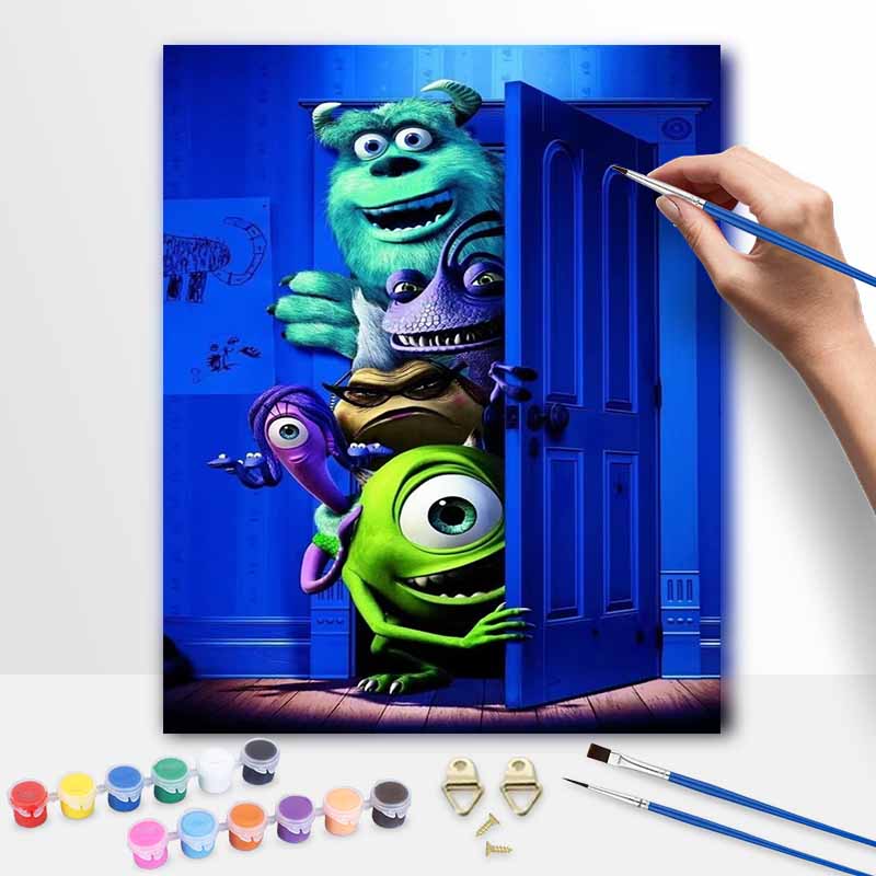 Disney Monsters Inc. Sulley Mike Wazowski Paint by Numbers Painting Art Kit Home Decor Gift 20x30cm