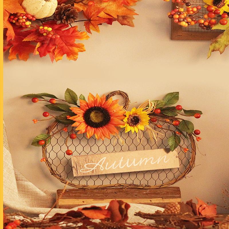 Pumpkin Wooden Sign Decoration Sunflower Festival Halloween Decoration Garland Home Wall Door Decoration
