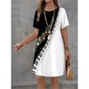 Women Elegant Print Casual Retro Mini Round Neck A-line Dress Temperament Dress Summer New Short Sleeved Dress Fashion New Dress