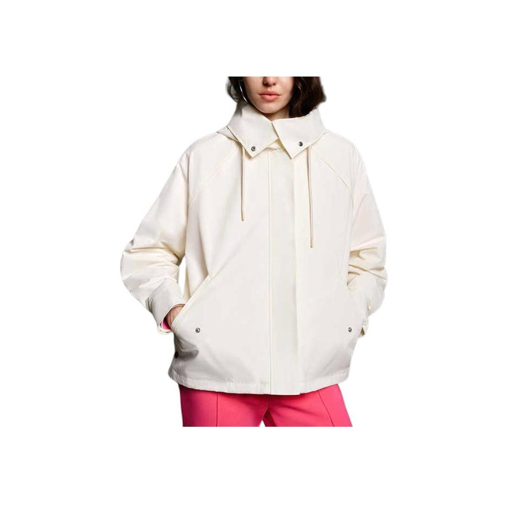 Fila Solid Color Zip-Up Hooded Sports Jacket Women Jackets Steam-White F11W414705F-IV