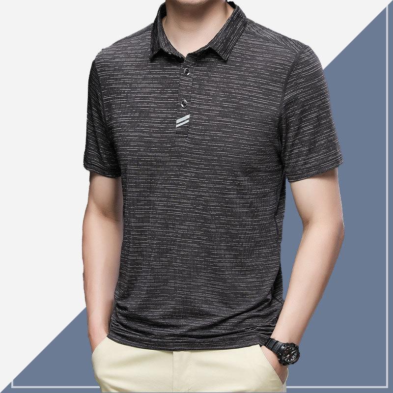 Camiseta polo de hombre de color sólido Camiseta de manga corta holgada informal de negocios para hombre
