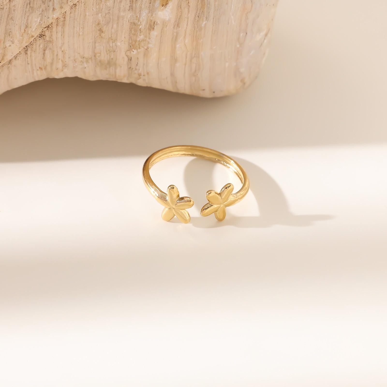 

1 Piece Dainty Ins Style 18K Gold Plated 304 Stainless Steel Open Rings Adjustable For Women Fashion Gift adjustable