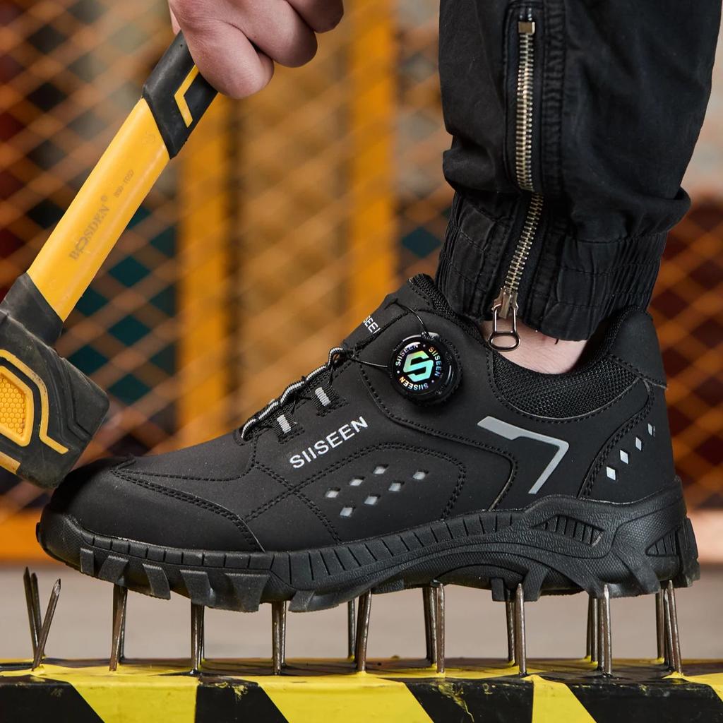 Men's Steel Head Safety Shoes Puncture And Smash Resistant Lightweight Sole Breathable Upper for Outdoor Workshop Work Shoes