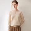 Women's 100% Pure Cashmere V-Neck Long Sleeve Pullover Sweater for Spring and Autumn.