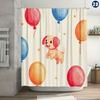 Dog & Balloon Shower Curtain – Playful Cartoon Design With Colorful Balloons, Includes Hooks, Cheerful Bathroom Decor