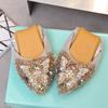 2026 Schwarze Strass-Ballerinas für Damen - Vielseitige Loafer mit spitzer Zehenpartie für alle Jahreszeiten mit niedrigem Absatz und flachem Ausschnitt