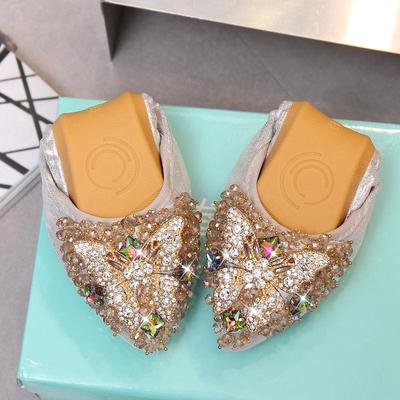 Mocassins Plats Noirs à Strass 2026 pour Femmes - Mocassins Pointus Polyvalents pour Toutes les Saisons avec Petit Talon et Décolleté Peu Profond
