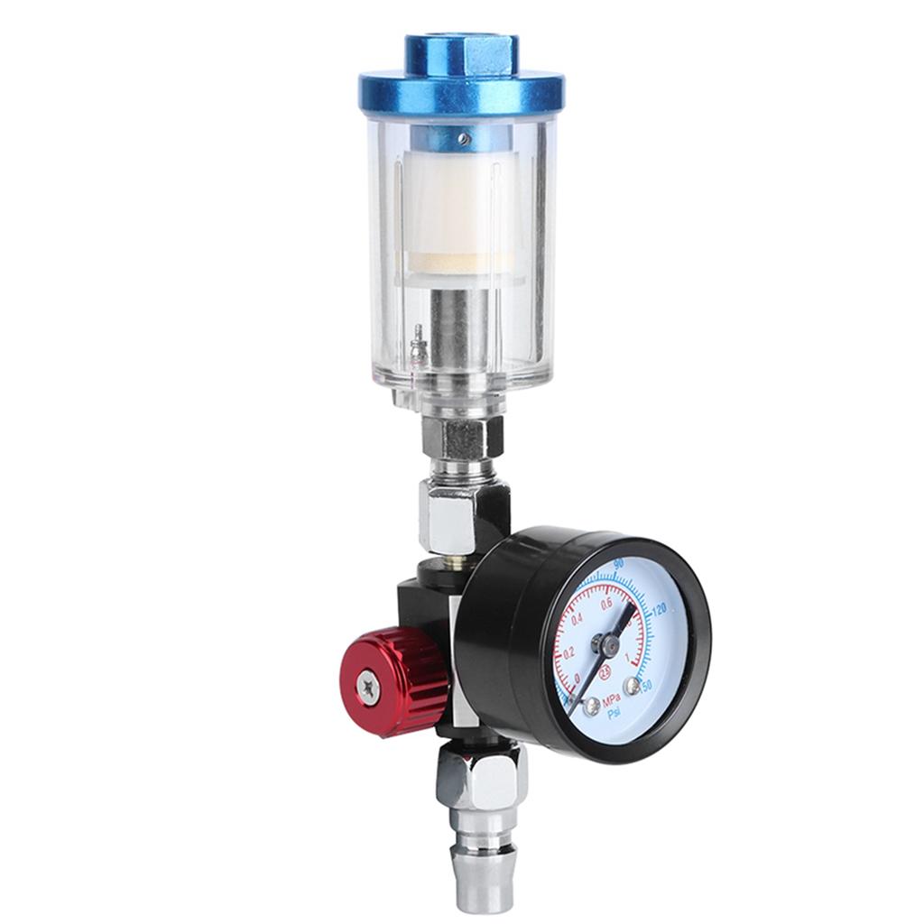 Pneumatic Spray Gun Air Pressure Regulator Gauge In Line Oil Water Trap Filter Separator Kit