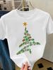 (Asian Size) Sweet Cute Merry Christmas Short Sleeve T-shirts Women's Top O-neck T Shirt Print Fashion Casual New Year Clothing Graphic Tee