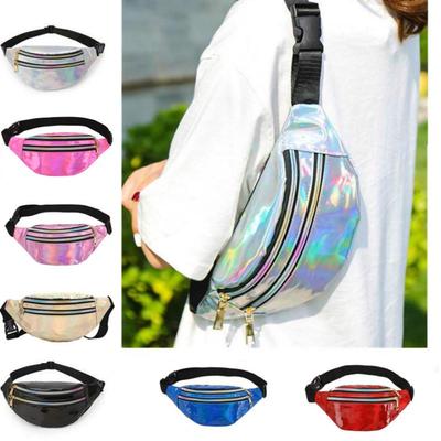 Brusttaschen aus PU-Leder mit geometrischem Muster für Mädchen und Jungen, Laser-wasserdichte Sport-Hüfttasche, Umhängetaschen