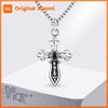 Vnox Sword Pendant with Black Zircon Necklace for Men, Stainless Steel Waterproof Box Chain Retro Punk Jewelry Gifts for Son Dad