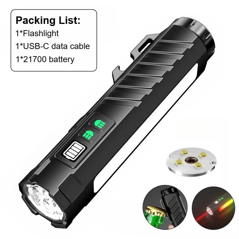 Neueste wiederaufladbare EDC-Taschenlampe mit RGB-Seitenlicht 1600 Lumen Tragbare Taschenlampen USB-C für Outdoor Notfall Arbeit