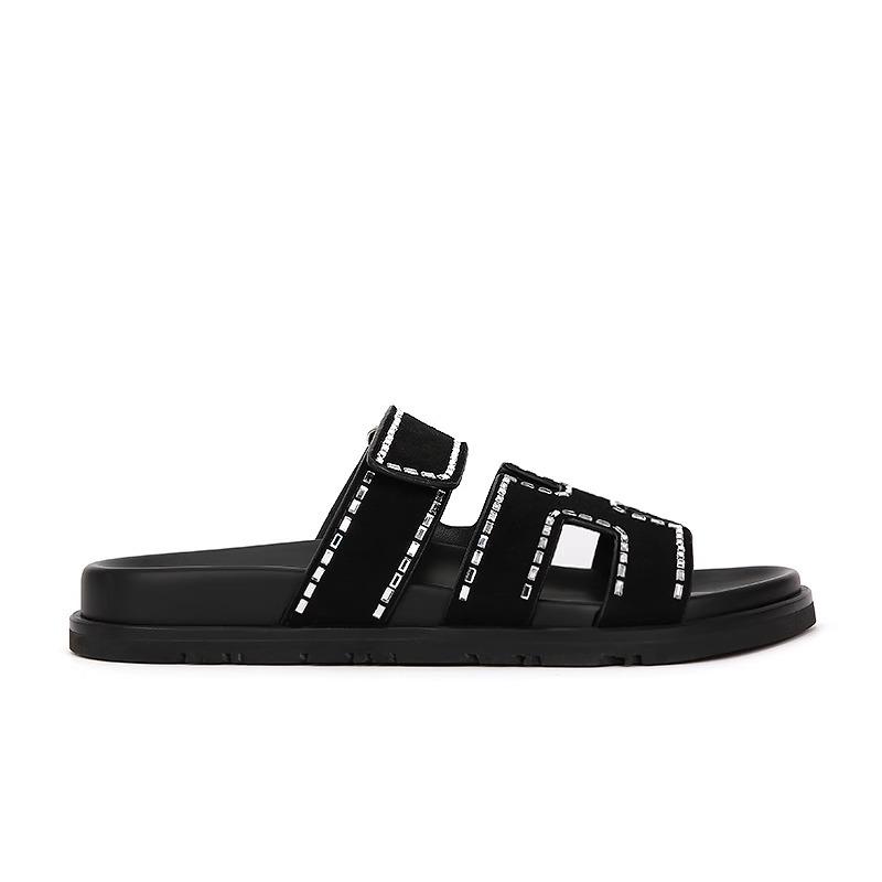 New Colors Are Coming~ Casual Thick-soled H-shaped Second Uncle Slippers for Women's 2025 Summer New Super Fire Velcro Sandals To Wear