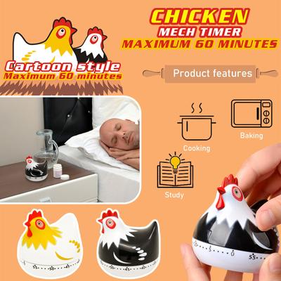 Minuteur de cuisine fantaisie 55 minutes Motif poulet mignon Alarme mécanique rotative Pour la cuisine la pâtisserie Compte à rebours