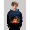 Felpa di Halloween per Bambini Ragazzi Ragazze Elementi Testa di Zucca Stampa 3D Felpe con Cappuccio Moda Autunno Inverno Maglione Abbigliamento per Bambini