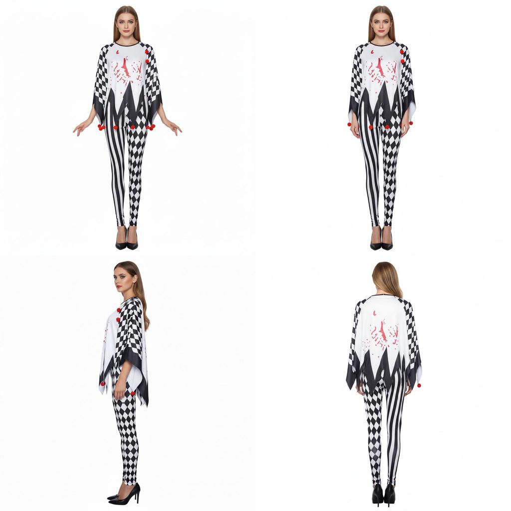 Harleen Quinzel Witch Festival Clown Cosplay Costume For Halloween Stage Performance