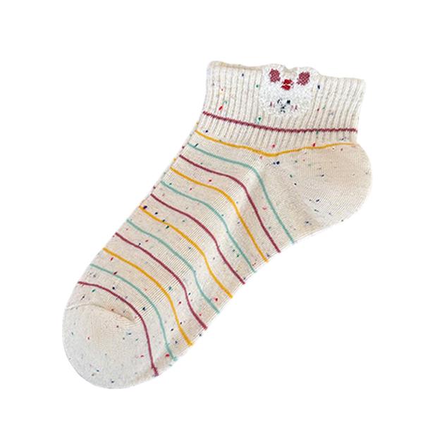 Women's Dot Yarn Boat Socks Trendy Cute Shallow Invisible Socks Cartoon Japanese Style Bunny 3D Socks