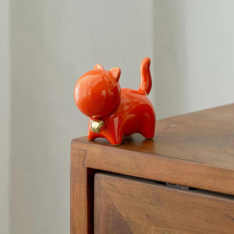 1pc Creative Ceramics Cute Kitten Ornament Animal Micro Landscape Tea Pet Indoor Desktop Ornaments Tea Set Accessories Tea Play