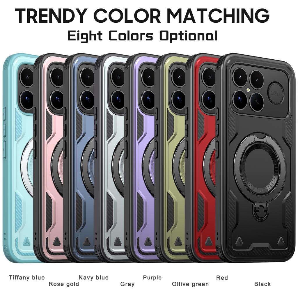 Armor Shockproof Case Fundas For Xiaomi Poco F8 Pro Ultra Redmi K90Pro Max 360° Rotating Magnetic Stand TPU Plastic Phone Cover
