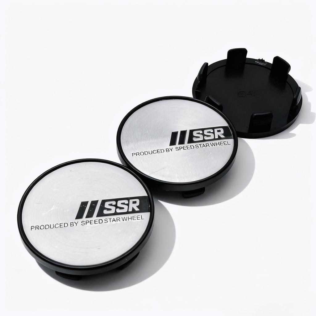 4pcs Silver Black SSR Logo Emblem Car Wheel Center Caps 54MM 49MM Rim Hubcaps Dust Cover Wheels Hub Cap Replace Car Accessories