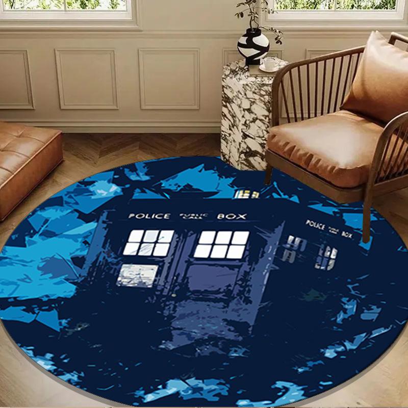 telephone booth Round Rug for Livingroom,Bedroom, Palyroom, Chair Rug, Area rug, Circle Carpet, Large Size Fan Christmas gift