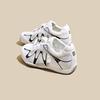Leather Retro Casual Sports Shoes Women's 2025 Spring and Summer New Thick-soled Heightening Lace-up Versatile Trend Fly-woven Shoes