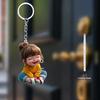 1 Cute Acrylic Girl Keychain, 2D Flat, Holiday Gift, Backpack Accessories, Key Decoration, Car Decoration, Keychain, Pendant