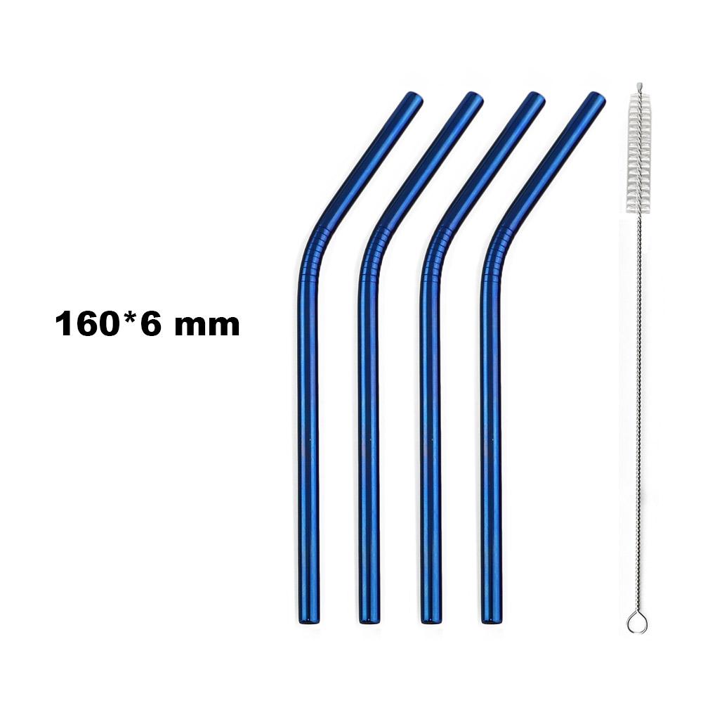 Fruit Juice Straws Mini 160mm Short Rainbow Stainless Steel Metal Straws Straight Bend Reusable Drinking Small 4Straw 1prush