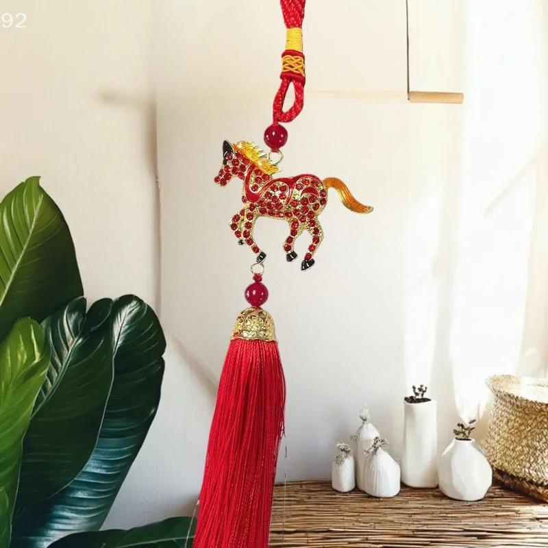 2026 Year Of Horse Wall Hanging Car Ornament Chinese New Year Red Gold Pendant Lucky Decora Housewarming Gifts